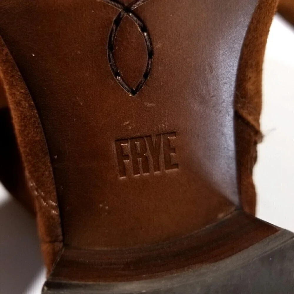 FRYE Clara Brown Suede Over the Knee Tall Boots Western Boho Brown Block Heel